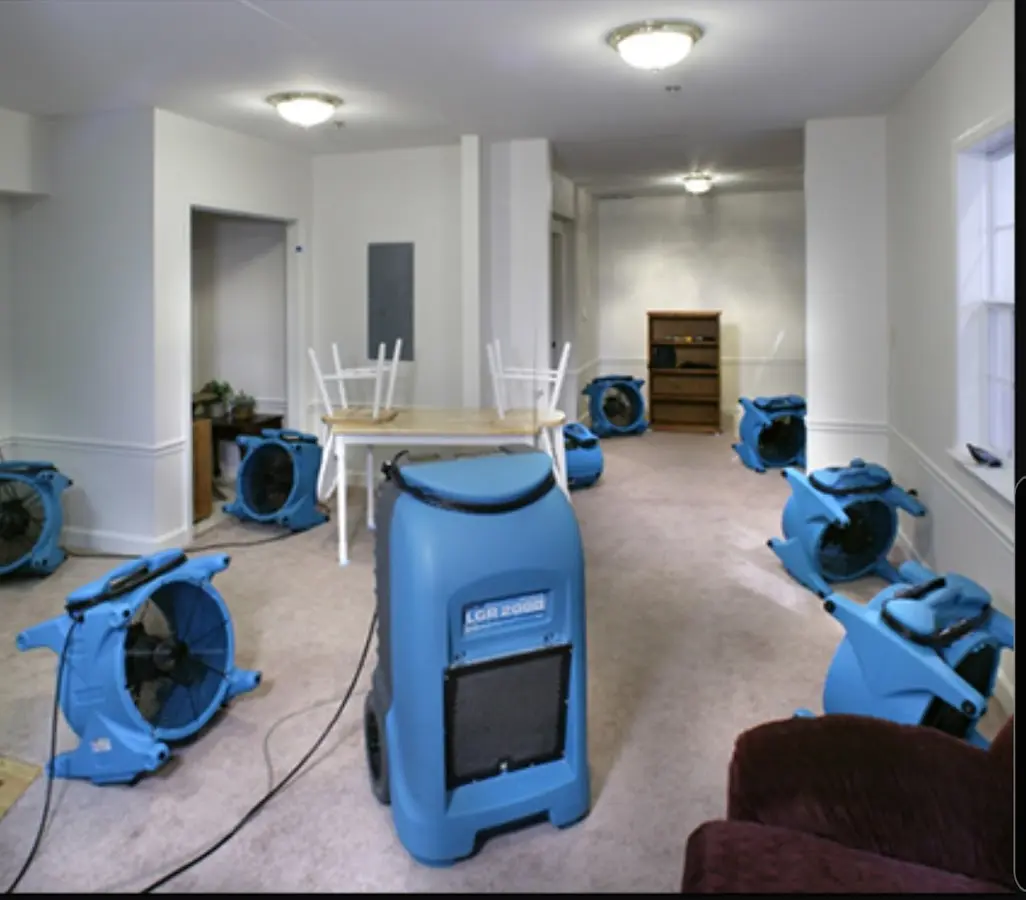 Air movers and dehumidifier setup for Water Extraction & Removal in Cutler Bay